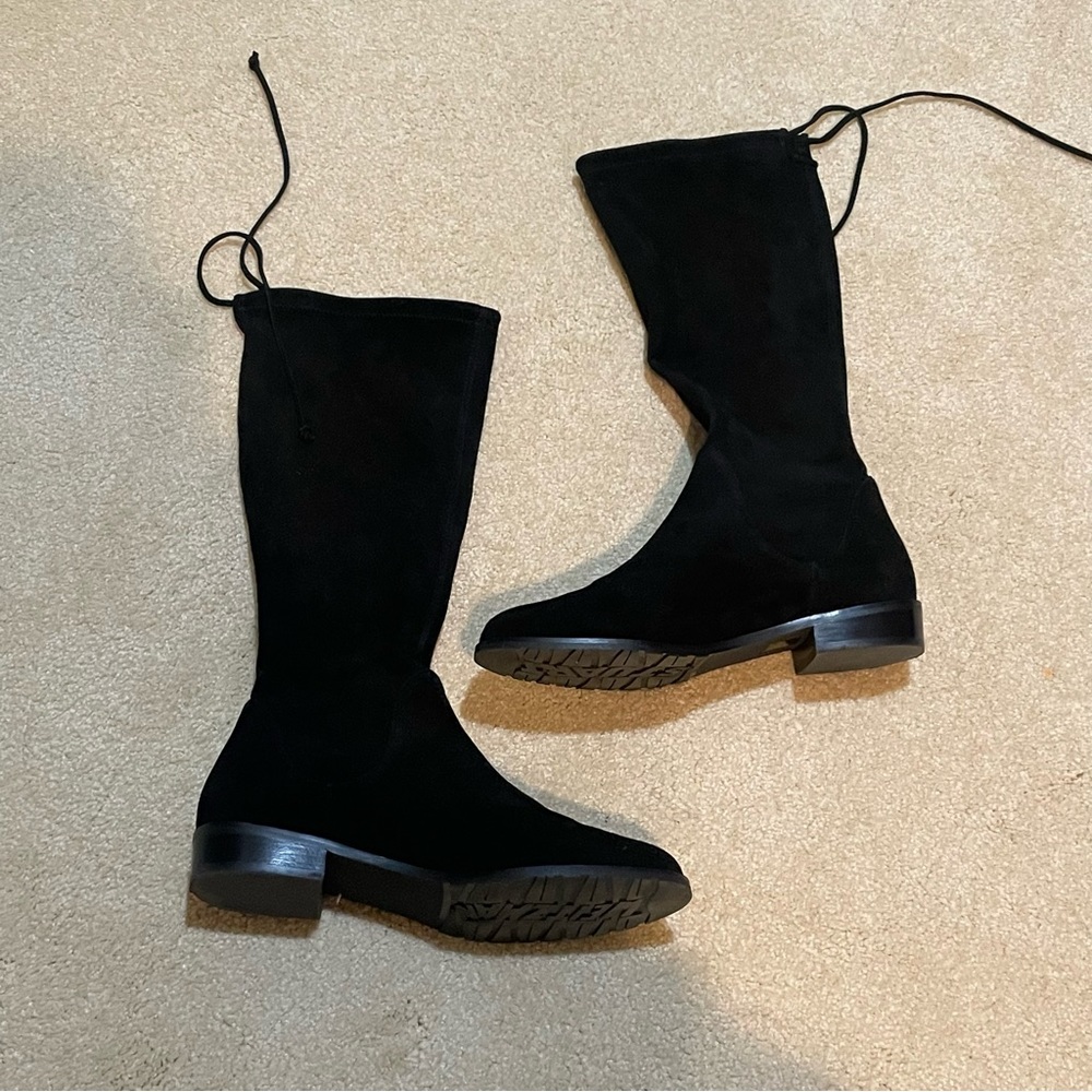 Stuart Weitzman Lilene Suede Tie Mid-Calf Boots